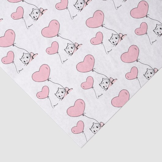 Happy Valentine's Day Tissue Paper Cat Pink Hearts Seidenpapier (Ausschnitt)