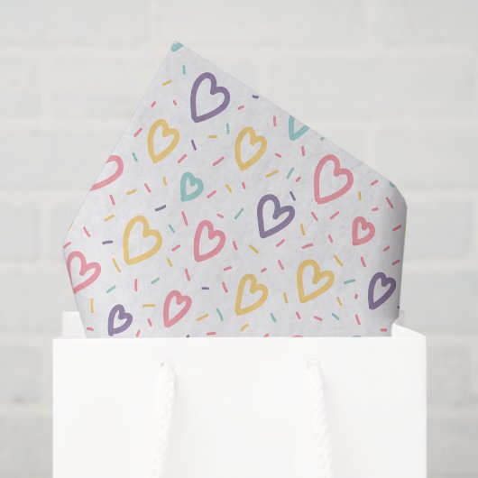 Happy Valentine's Day Tissue Paper Colorful Hearts Seidenpapier (Geschenktüte)