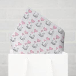 Happy Valentine's Day Tissue Paper Fox Pink Hearts Seidenpapier