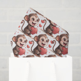 Happy Valentine's Day Tissue Paper Monkey Hearts Seidenpapier