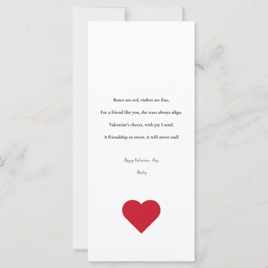 Happy Valentines Day to a Friend Flat Card (Rückseite)