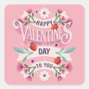Happy Valentines Day to You Quadratischer Aufkleber