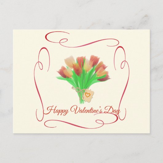 Happy Valentine's Day Tulips Blume Postkarte (Vorderseite)