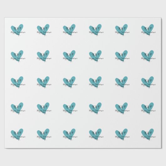 Happy Valentine's day turquoise heart name letter  Geschenkpapier (Flach)