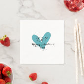 Happy Valentine's day turquoise heart name letter Serviette (Beispiel)