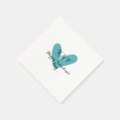 Happy Valentine's day turquoise heart name letter Serviette (Ecke)