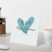 Happy Valentine's day turquoise heart name letter  Sockelschild (In SItu)