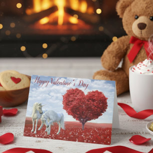 Happy Valentine's day Unicorn Liebe Herzstück Tree Karte