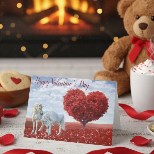 Happy Valentine's day Unicorn Liebe Herzstück Tree Karte
