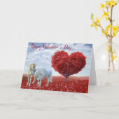 Happy Valentine's day Unicorn Liebe Herzstück Tree Karte (Gelbe Blume)