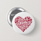 Happy Valentines Day Valentine Liebe Herz Button (Vorne & Hinten)