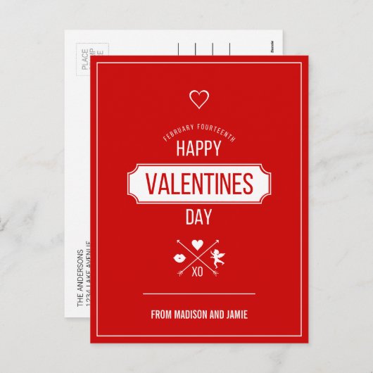 Happy Valentine's Day Valentine Symbole Postkarte (Vorne/Hinten)