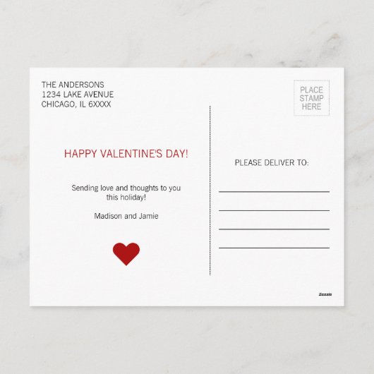 Happy Valentine's Day Valentine Symbole Postkarte (Rückseite)