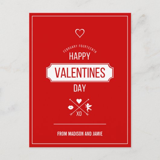 Happy Valentine's Day Valentine Symbole Postkarte (Vorderseite)