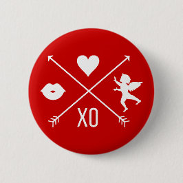 Happy Valentine's Day Valentine Symbols Button