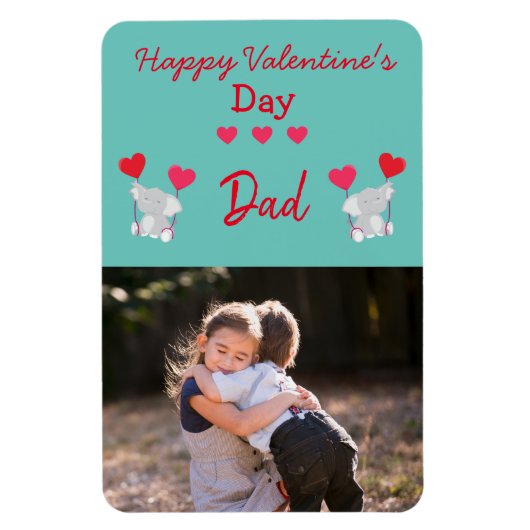 Happy Valentine's Day Vater Foto Magnet (Vertikal)
