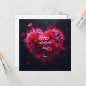 Happy Valentine's Day - Vibrant Pink Heart Karte (Vorderseite/Rückseite Beispiel)