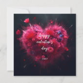 Happy Valentine's Day - Vibrant Pink Heart Karte (Vorderseite)