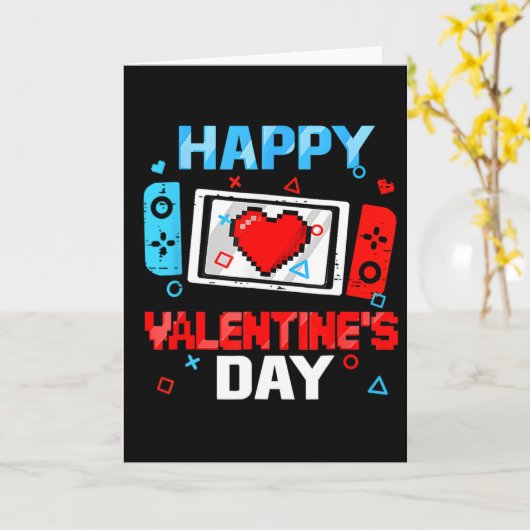 Happy Valentines Day Video Game Controller Herz B Karte (Gelbe Blume)