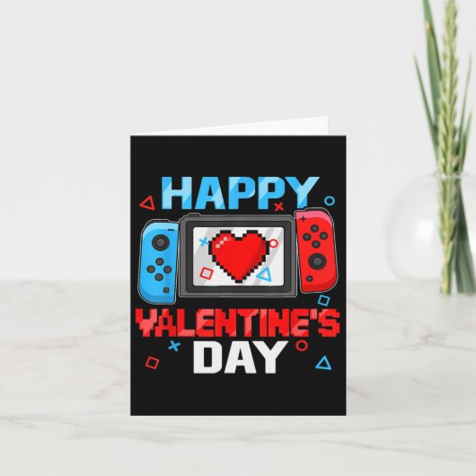 Happy Valentines Day Video Game Controller Herz T Karte (Vorderseite)