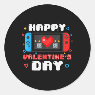Happy Valentines Day Video Game Controller Herz T Runder Aufkleber