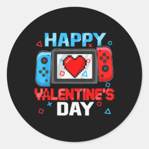 Happy Valentines Day Video Game Controller Herz T Runder Aufkleber
