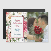 Happy Valentines Day Viktorianisch Floral & Foto Magnetkarte (Vorne/Hinten)