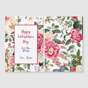 Happy Valentines Day Viktorianisch Floral & Foto Magnetkarte