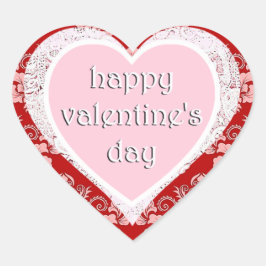 Happy Valentine's Day Vintag Rot und Rosa Herz-Aufkleber