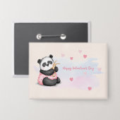 Happy Valentine's Day Wasserfarbe Herz Panda Bunny Button (Vorderseite/Rückseite)