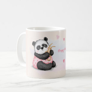 Happy Valentine's Day Wasserfarbe Herz Panda Bunny Kaffeetasse