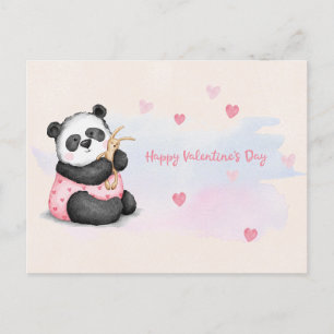 Happy Valentine's Day Wasserfarbe Herz Panda Bunny Postkarte