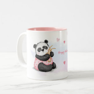 Happy Valentine's Day Wasserfarbe Herz Panda Bunny Zweifarbige Tasse