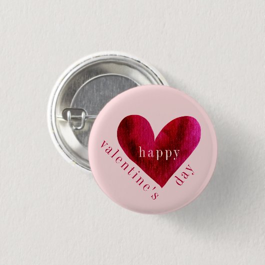 Happy Valentine's Day | Wasserfarbenherz Button (Vorne & Hinten)