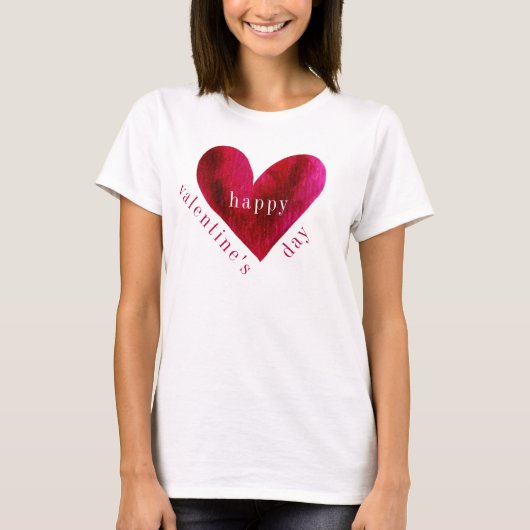 Happy Valentine's Day | Wasserfarbenherz T-Shirt (Vorderseite)