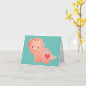 Happy Valentine's Day Watercolor Dinosaurier & Her Karte (Gelbe Blume)