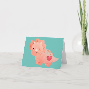 Happy Valentine's Day Watercolor Dinosaurier & Her Karte