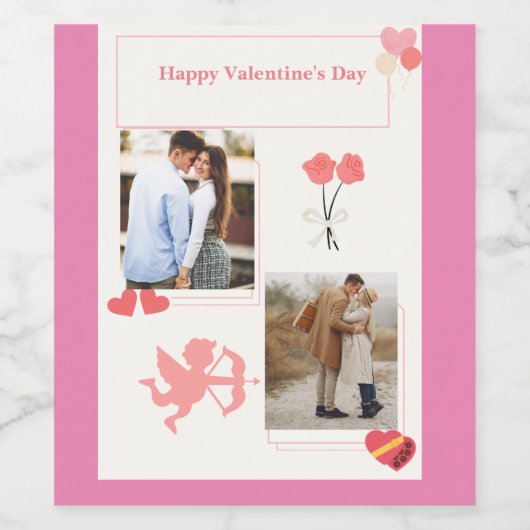 Happy Valentine's Day Weinetikett (Einzelnes Label)