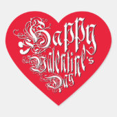 Happy Valentine's Day weiß rot whimsical romantisc Herz-Aufkleber (Vorderseite)