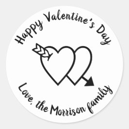 Happy Valentine's Day weiße Herzen benutzerdefinie Runder Aufkleber