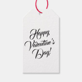 Happy Valentine's Day weiße schwarze elegante Dreh Geschenkanhänger