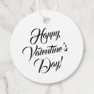 Happy Valentine's Day weiße schwarze elegante Dreh Geschenkanhänger
