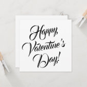 Happy Valentine's Day weiße schwarze elegante Dreh Karte (Vorderseite/Rückseite Beispiel)