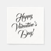 Happy Valentine's Day weiße schwarze elegante Dreh Serviette (Vorderseite)