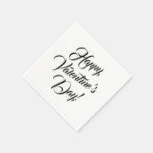 Happy Valentine's Day weiße schwarze elegante Dreh Serviette (Ecke)