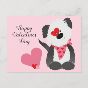 Happy Valentines Day Welppy Hearts Pink Postkarte
