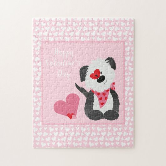 Happy Valentines Day Welppy Hearts Pink Puzzle (Vertikal)