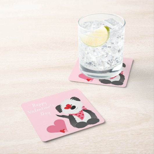 Happy Valentines Day Welppy Hearts Pink Rechteckiger Pappuntersetzer (Vor Ort)