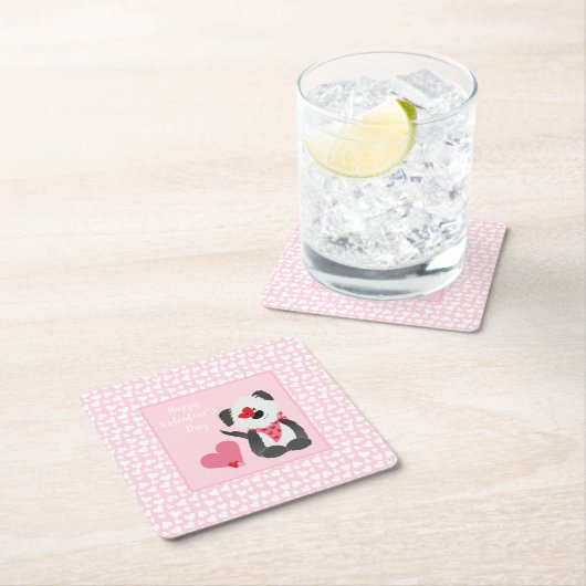 Happy Valentines Day Welppy Hearts Pink Rechteckiger Pappuntersetzer (Vor Ort)