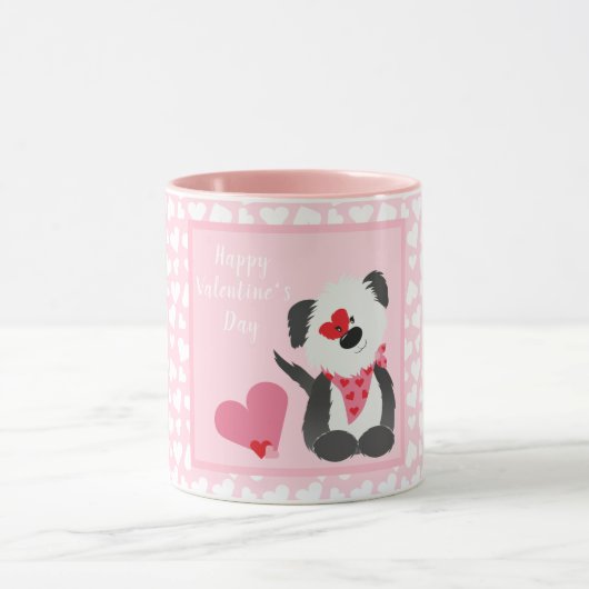 Happy Valentines Day Welppy Hearts Pink Tasse (Zentrum)